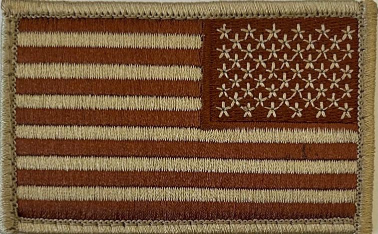 USA FLAG PATCH - REVERSED - DESERT TAN - SEW ON.